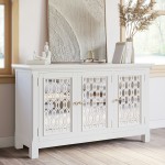 Isabella 54" Luxury Mirrored Accent Storage Cabinet - White