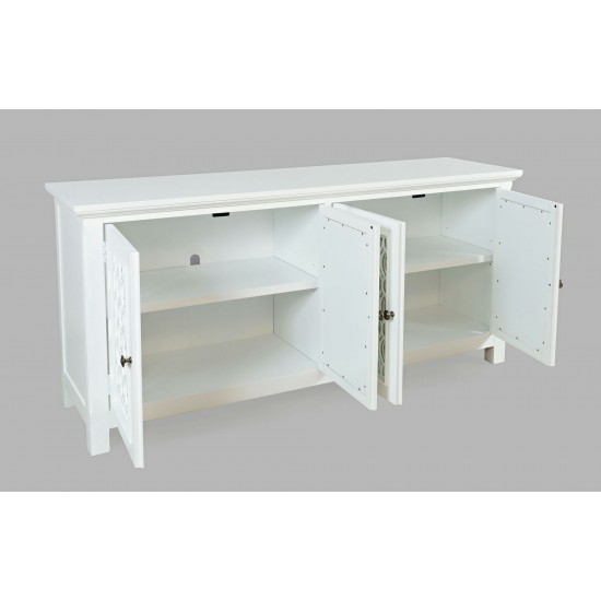 Isabella 69" Luxury Mirrored Sideboard Storage Cabinet - White