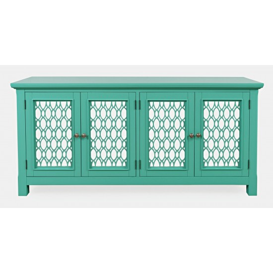 Isabella 69" Luxury Mirrored Sideboard Storage Cabinet - Aqua