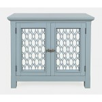 Isabella 38" Luxury Mirrored Accent Storage Cabinet - Blue