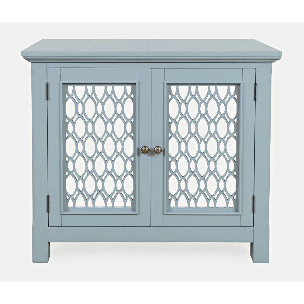 Isabella 38" Luxury Mirrored Accent Storage Cabinet - Blue