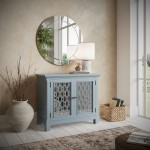 Isabella 38" Luxury Mirrored Accent Storage Cabinet - Blue