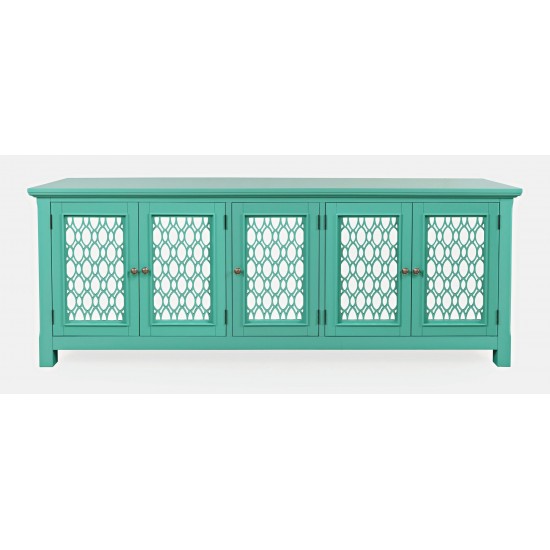 Isabella 86" Luxury Mirrored Sideboard Storage Cabinet - Aqua