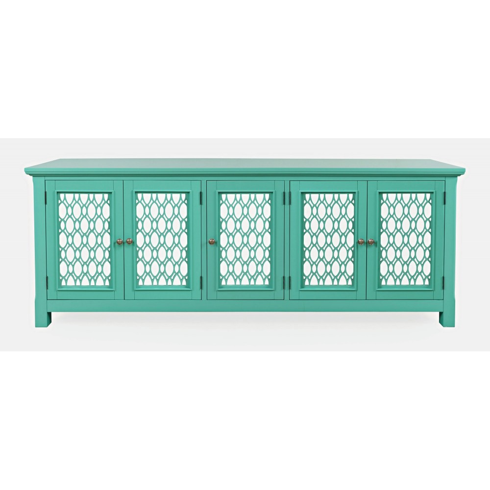 Isabella 86" Luxury Mirrored Sideboard Storage Cabinet - Aqua