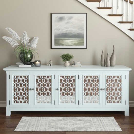 Isabella 86" Luxury Mirrored Sideboard Storage Cabinet - White