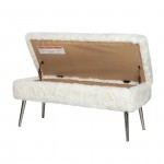 Huggy Luxury Plush Faux Fur Upholstered Storage Bench - Natural