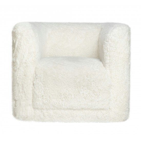 Huggy Luxury Plush Faux Fur Upholstered Swivel Accent Chair - Natural