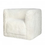 Huggy Luxury Plush Faux Fur Upholstered Swivel Accent Chair - Natural