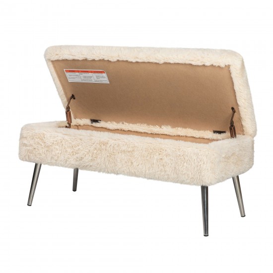 Huggy Luxury Plush Faux Fur Upholstered Storage Bench - Sand