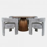 Gwen Luxury Five Piece Dining Set with Upholstered Chairs - Grey