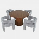 Gwen Luxury Five Piece Dining Set with Upholstered Chairs - Grey