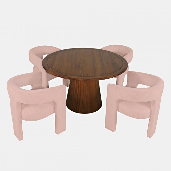 Gwen Luxury Five Piece Dining Set with Upholstered Chairs - Pink