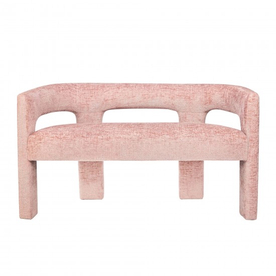 Gwen Modern Luxury Jacquard Fabric Upholstered Sculpture Bench - Pink