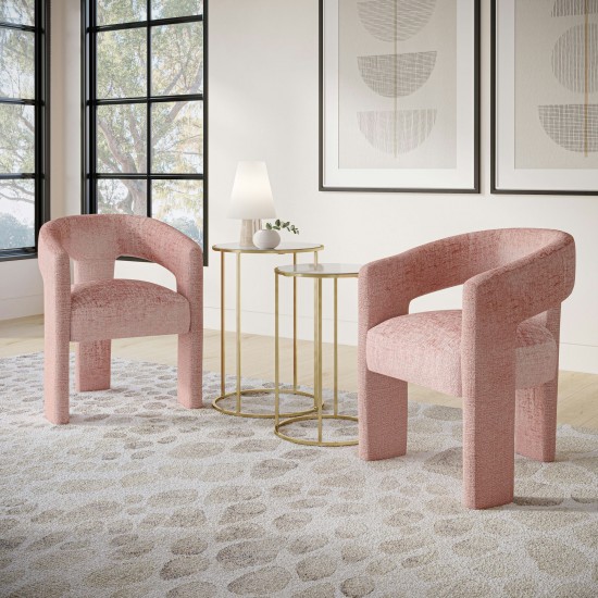 Gwen Modern Luxury Jacquard Fabric Upholstered Sculpture Armchair - Pink