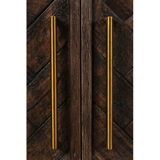 Gramercy Mid-Century Modern Chevron Four Door 79" Accent Cabinet - Dark Brown