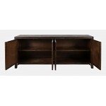 Gramercy Mid-Century Modern Chevron Four Door 79" Accent Cabinet - Dark Brown