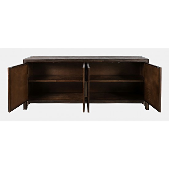 Gramercy Mid-Century Modern Chevron Four Door 79" Accent Cabinet - Dark Brown