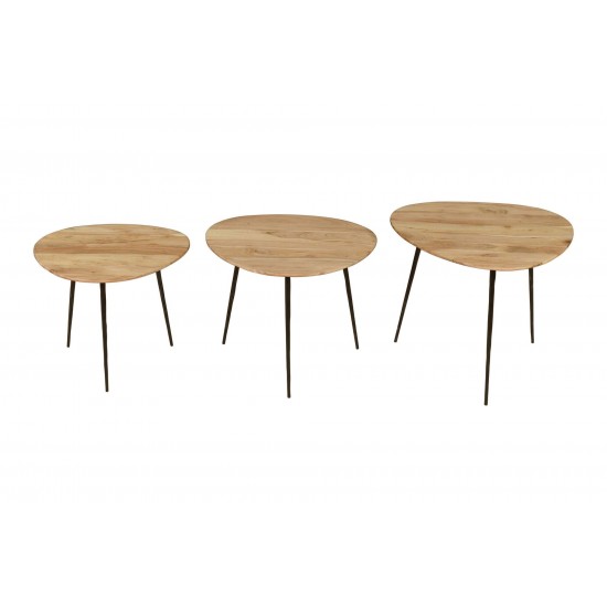 Reeves Contemporary Solid Acacia Wood Nesting End Tables (Set of 3) - Natural