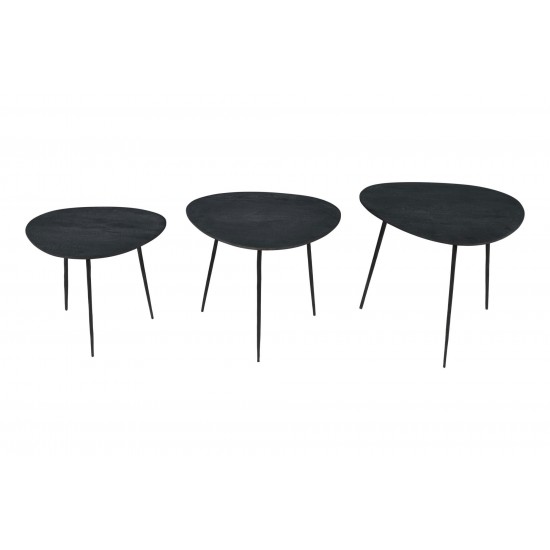 Reeves Contemporary Solid Acacia Wood Nesting End Tables (Set of 3) - Black