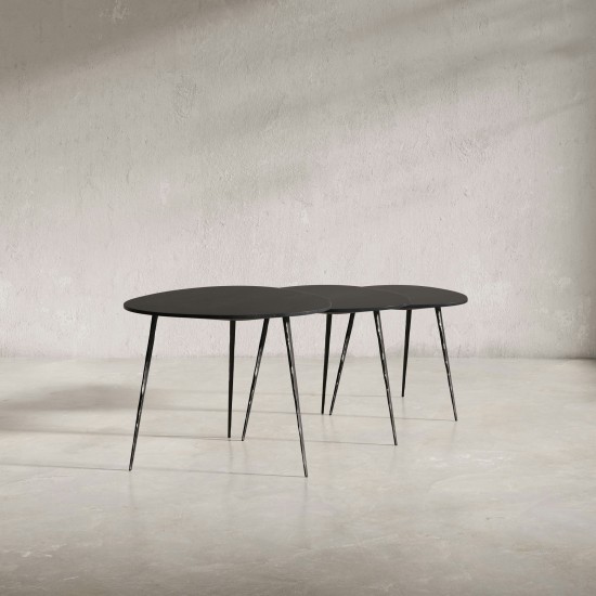 Reeves Contemporary Solid Acacia Wood Nesting End Tables (Set of 3) - Black