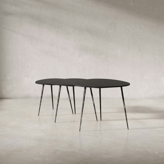Reeves Contemporary Solid Acacia Wood Nesting End Tables (Set of 3) - Black