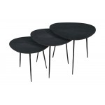 Reeves Contemporary Solid Acacia Wood Nesting End Tables (Set of 3) - Black
