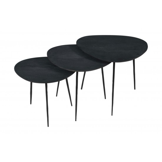 Reeves Contemporary Solid Acacia Wood Nesting End Tables (Set of 3) - Black