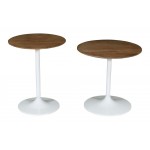 Remy Solid Wood and Iron Modern Pedestal Accent Tables (Set of 2) - White