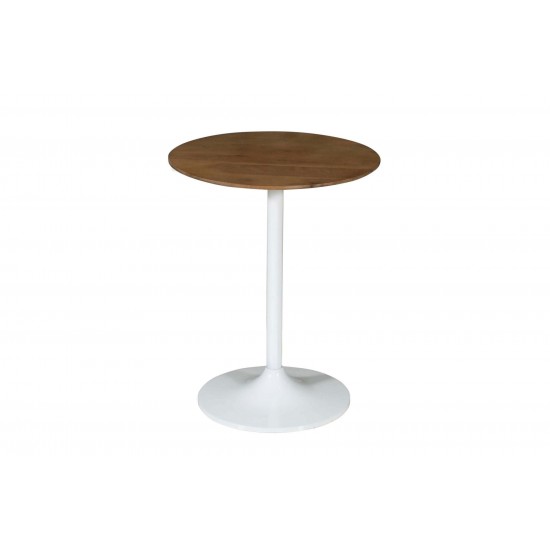 Remy Solid Wood and Iron Modern Pedestal Accent Tables (Set of 2) - White