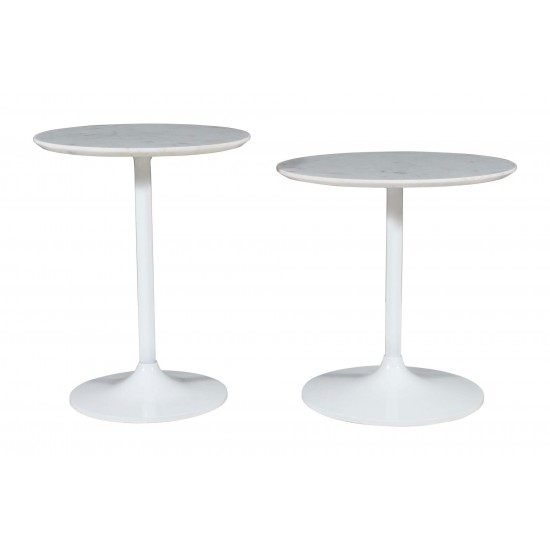 Camille Solid Marble and Iron Modern Luxury Accent Tables (Set of 2) - White