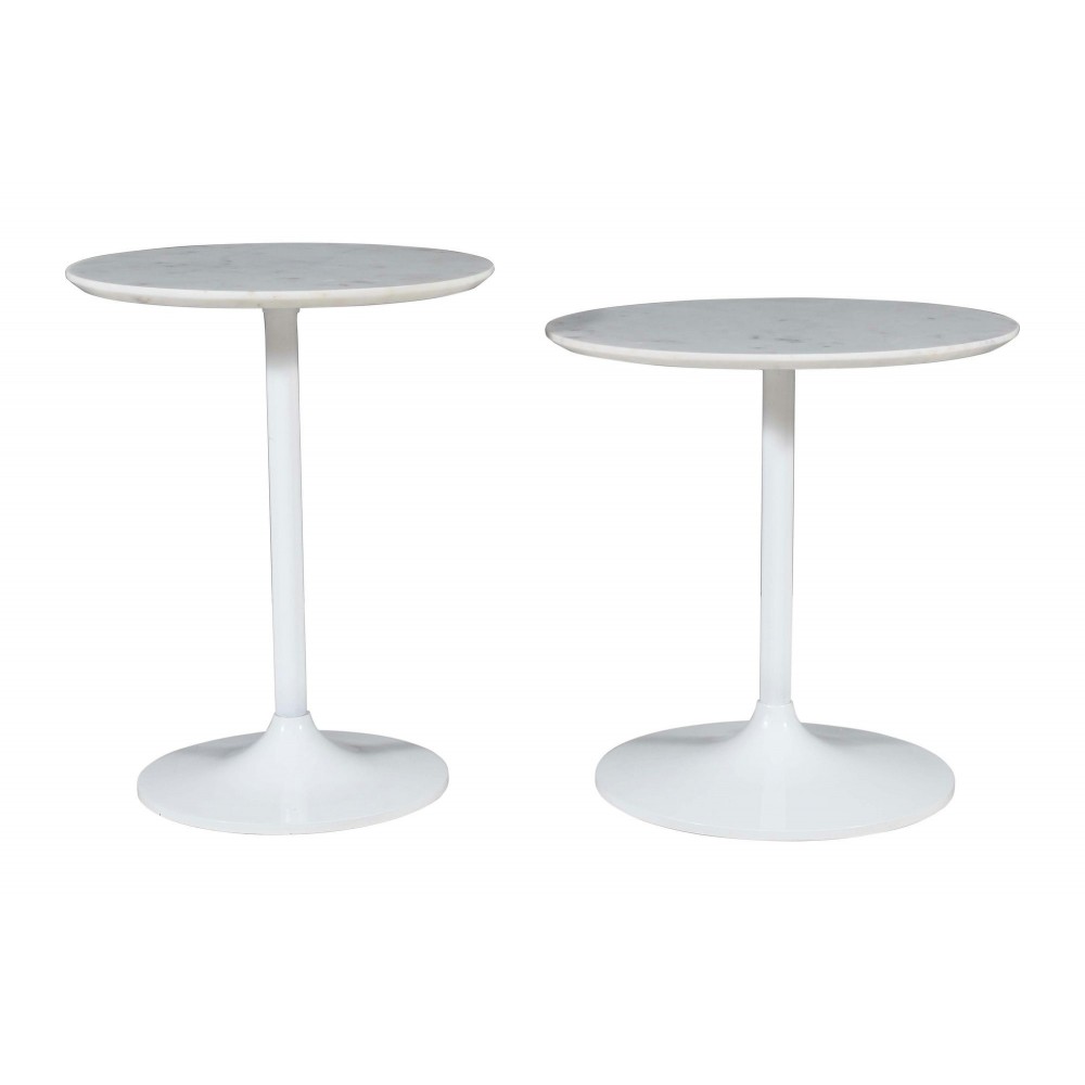 Camille Solid Marble and Iron Modern Luxury Accent Tables (Set of 2) - White Camille Solid Marble and Iron Modern Luxury Accent Tables (Set of 2) - White