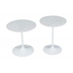 Camille Solid Marble and Iron Modern Luxury Accent Tables (Set of 2) - White