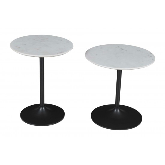 Camille Solid Marble and Iron Accent Tables (Set of 2) - White and Gunmetal