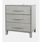 Eloquence 28" USB Charging Nightstand with Drawers and Metal Hardware - Grey
