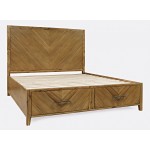 Eloquence Contemporary Modern Queen Size Bed with Storage Drawers - Natural