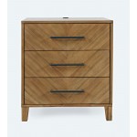 Eloquence 28" USB Charging Nightstand with Drawers and Metal Hardware - Natural