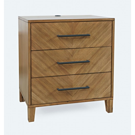 Eloquence 28" USB Charging Nightstand with Drawers and Metal Hardware - Natural