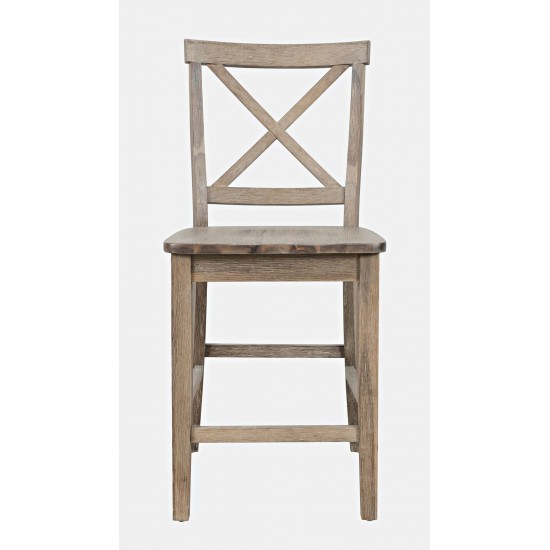 Eastern Tides X-Back Counter Barstool (Set of 2) - Brushed Bisque