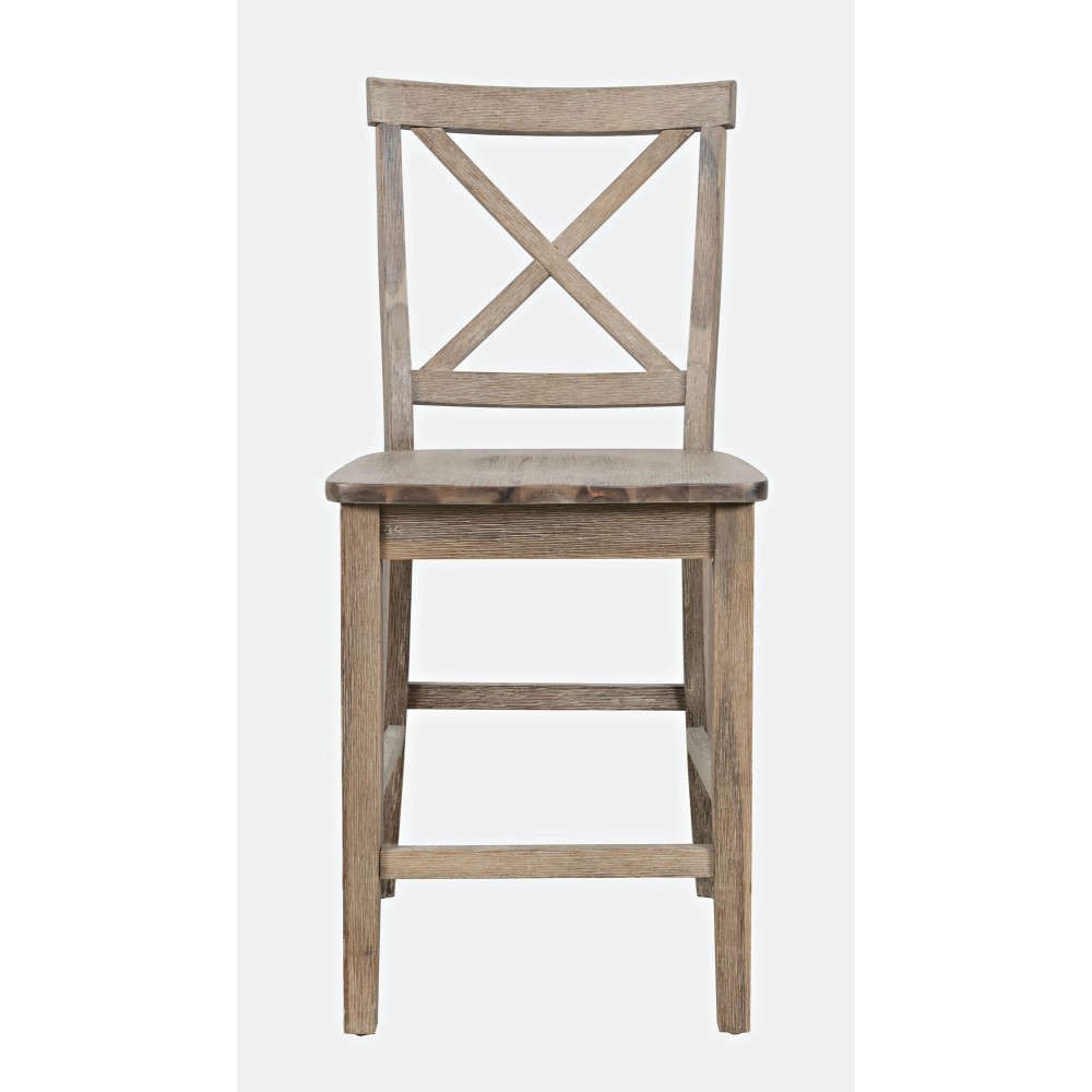 Eastern Tides X-Back Counter Barstool (Set of 2) - Brushed Bisque