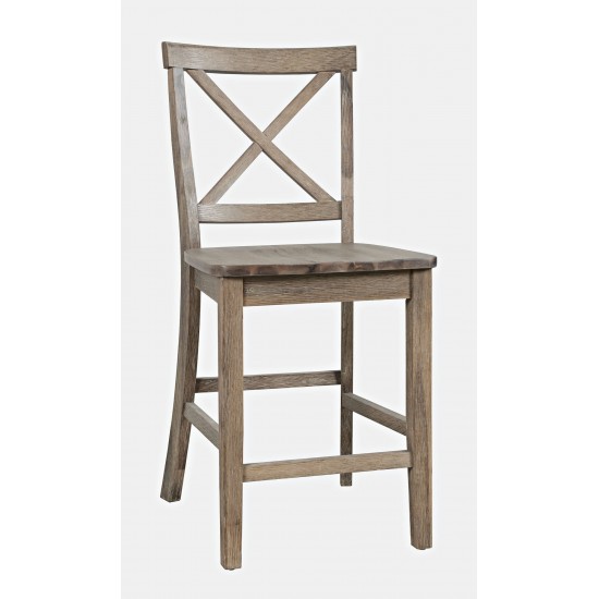 Eastern Tides X-Back Counter Barstool (Set of 2) - Brushed Bisque