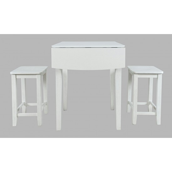 Eastern Tides Three Piece Backless Counter Height Dining Set - Brushed White
