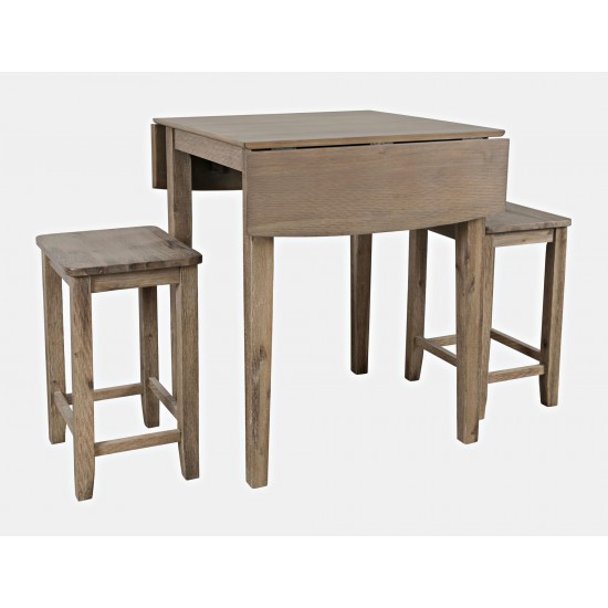 Eastern Tides Three Piece Backless Counter Height Dining Set - Brushed Bisque