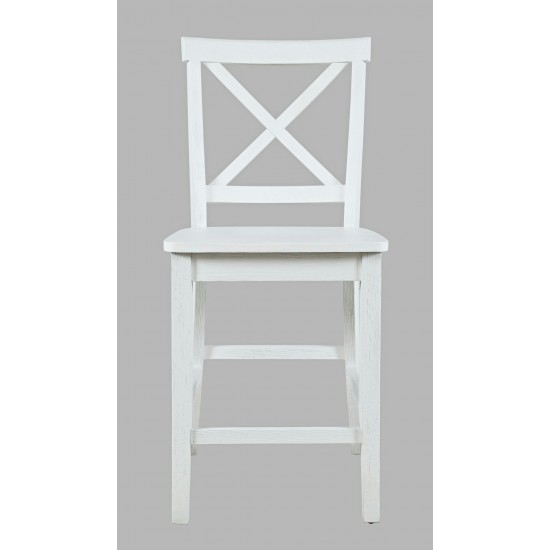 Eastern Tides X-Back Counter Barstool (Set of 2) - Brushed White