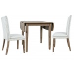 Eastern Tides Coastal Wire-Brushed Acacia Three Piece Upholstered Dining Set