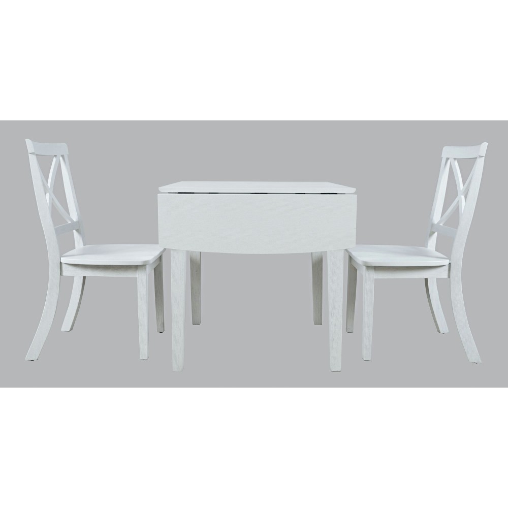 Eastern Tides Three Piece Cross-Back Dining Set - Brushed White