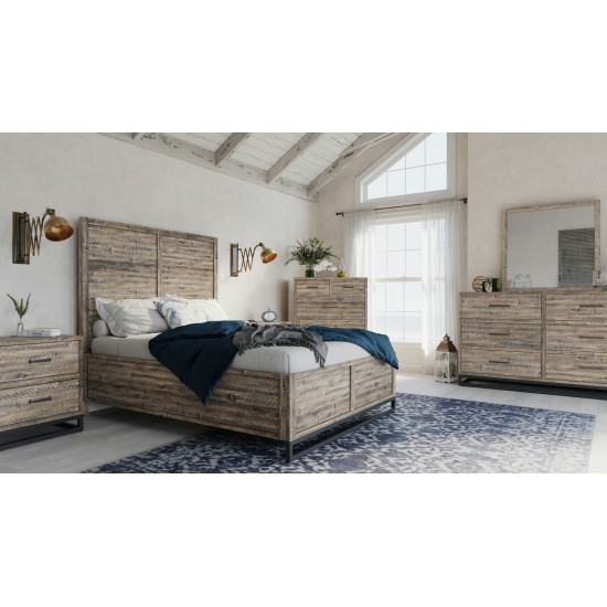 East Hampton Modern Coastal Distressed King Panel Bed