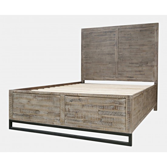 East Hampton Modern Coastal Distressed King Panel Bed