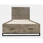 East Hampton Modern Coastal Distressed Queen Storage Bed with Drawers