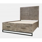 East Hampton Modern Coastal Distressed Queen Storage Bed with Drawers