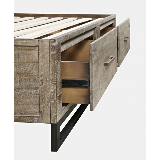 East Hampton Modern Coastal Distressed Queen Storage Bed with Drawers